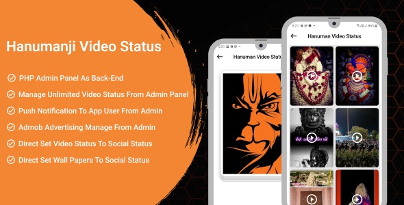 Hanumanji Video Status with Admin Panel