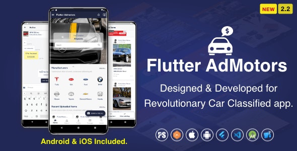 Flutter AdMotors For Car Classified BuySell iOS and Android App with Chat 2.6