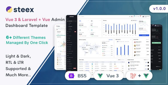 Steex – Vue3 + Laravel Admin  Dashboard Template