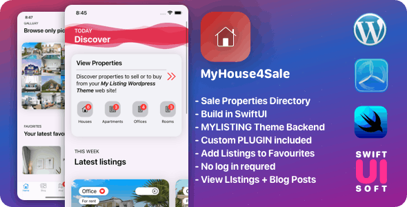 MyHouse4Sale – Real Estate IOS Companion App for MyListing. WordPress Backend + Plugin.