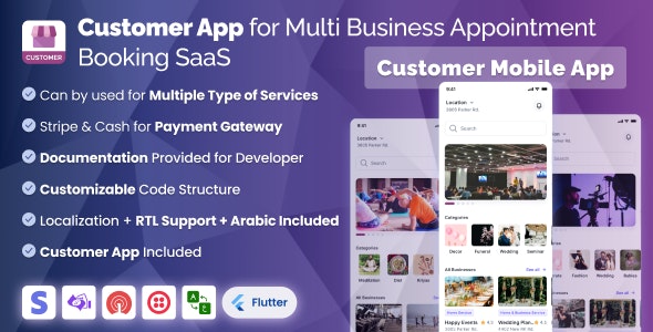 Customer App User App for Multi Business Appointment Booking SaaS Marketplace System 6.0.0