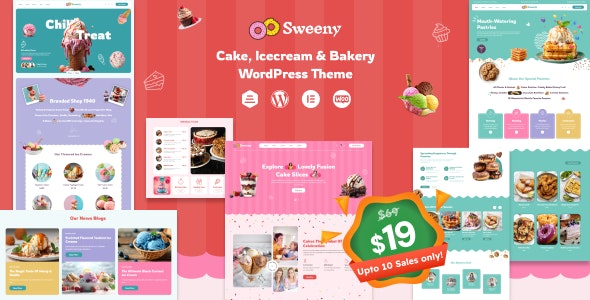 Sweeny – Cake, Icecream  Bakery Store WordPress Theme