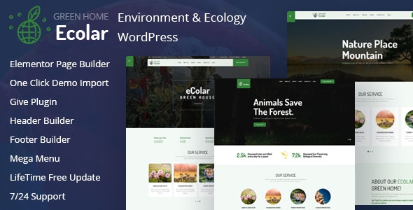 Ecolar – Environment  Ecology WordPress Theme