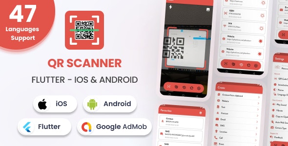 QR Code Scanner  Barcode Reader – Flutter Android  iOS Full App (47 Languages)