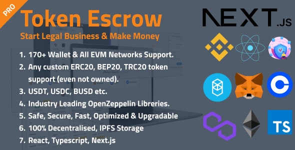 Token Escrow – Decentralised Web3 ERC20, BEP20, TRC20 Supported Escrow Platform 3.0.0