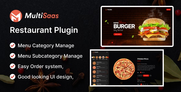 Restaurant Plugin – Multisaas Multi-Tenancy Multipurpose Website Builder (Saas)