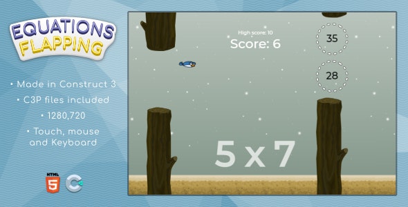 Equations Flapping – HTML5 Math game