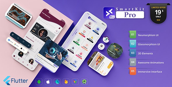 SmartKit Pro – Flutter Biggest UI Kit | Flutter 3.0 UI kit | Ready to Use