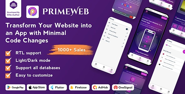 Prime Web – Convert Website to a Flutter App | Web View App | Web to App 2.0.0