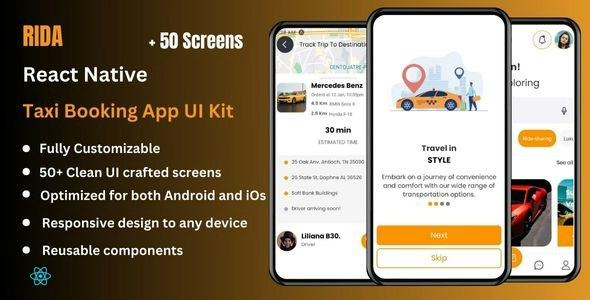 Rida – Taxi Booking React Native CLI Ui Kit