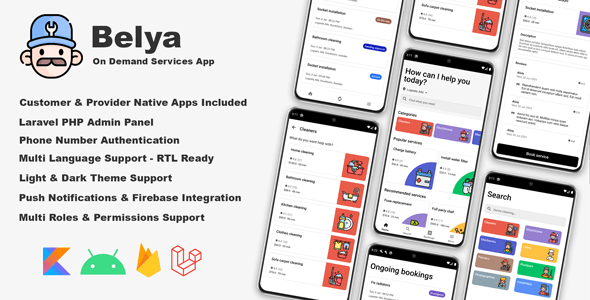 Belya – On Demand Service App | Customer & Provider Apps with Admin Panel 3.0