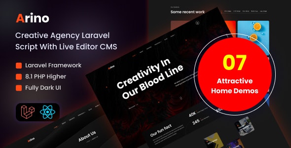 Arino – Creative Agency Laravel Script With Live Editor CMS