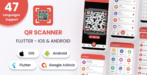 QR Code Scanner & Barcode Reader – Flutter Android & iOS Full App (47 Languages) 1.8