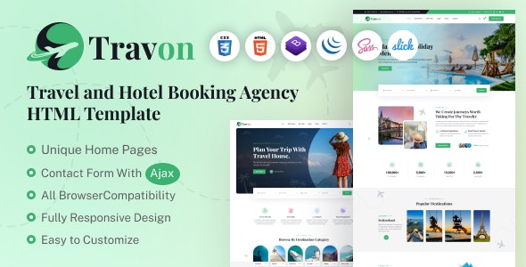 Travon – Tour and Hotel Booking HTML Template