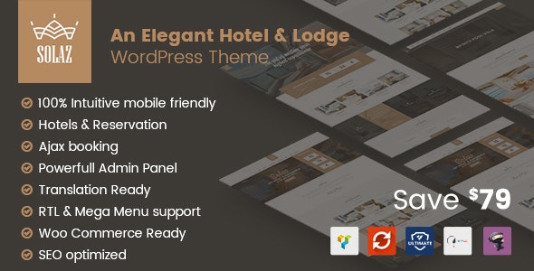 Solaz – An Elegant Hotel  Lodge WordPress Theme