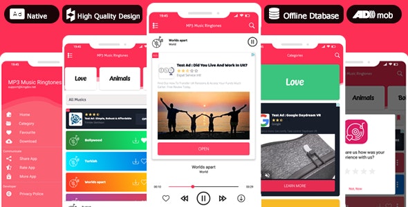 PRO Offline MP3 Musics  Ringtones – Admob Native Ads