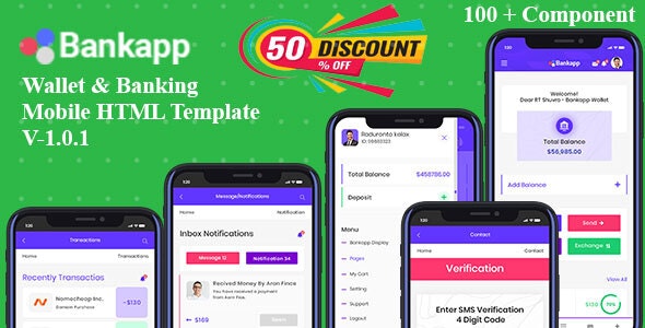 Bankapp – Wallet & Banking HTML Mobile Template With RTL