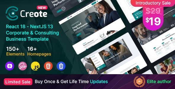 Creote – Corporate  Consulting Business NextJS Template