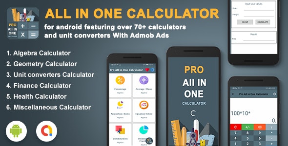 Android Calculator App- All In One Calculator(Algebra, Geometry, Finance, Health, etc..)