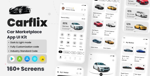 Carflix- Car Marketplace React Native CLI Ui Kit