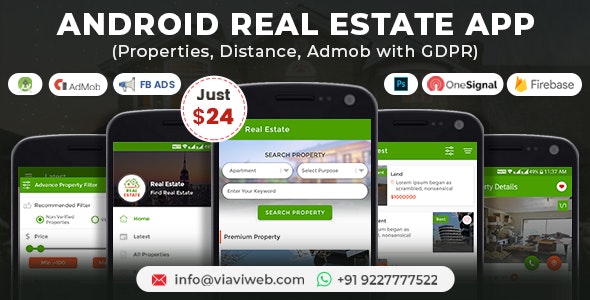 Android Real Estate App (Properties, Distance, Admob with GDPR)