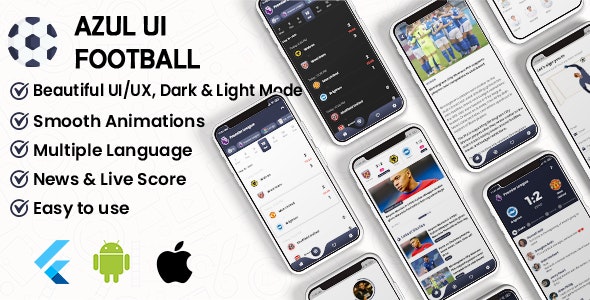 Flutter Football UI Kit: LiveScore  Chats Matches  News Sport ( ANDROID, IOS )