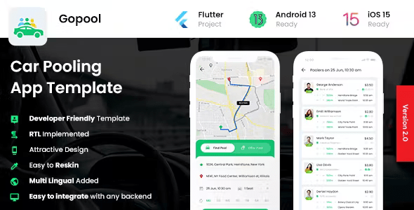 2 App Template| Carpooling App| Bike Pooling App| Ride Sharing App|Car sharing App| Gopool