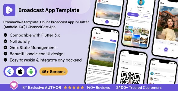 StreamWave UI template: Online Broadcast App in Flutter (Android. iOS) | ChannelCast App