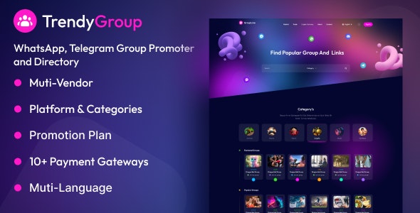 TrendyGroup – Whatsapp, Telegram Group Promoter and Directory