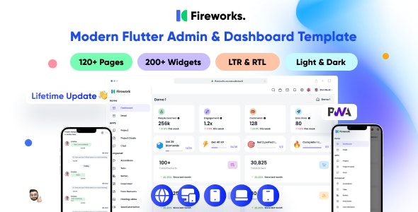 Fireworks – Multipurpose Modern Flutter Admin  Dashboard Template | Responsive | Flutter UI Kit