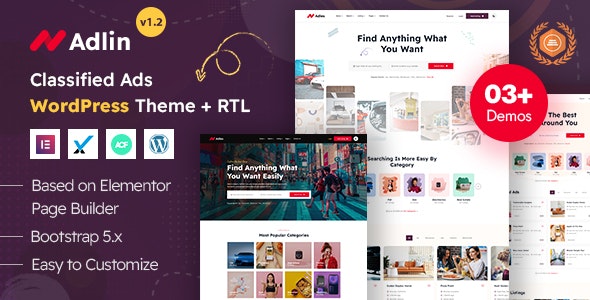 Adlin – Classified Ads Listing WordPress Theme 1.3