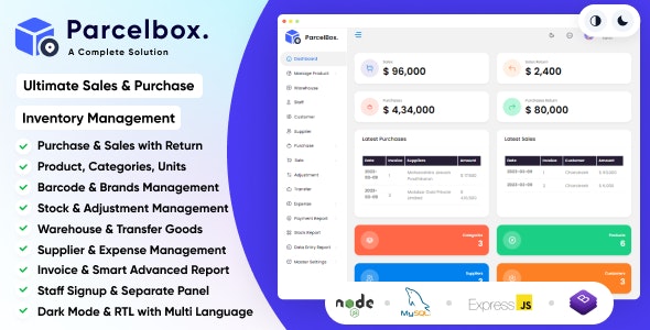 ParcelBox : Sales, Stocks  Purchase Billing with Ultimate Warehouse Inventory Management System