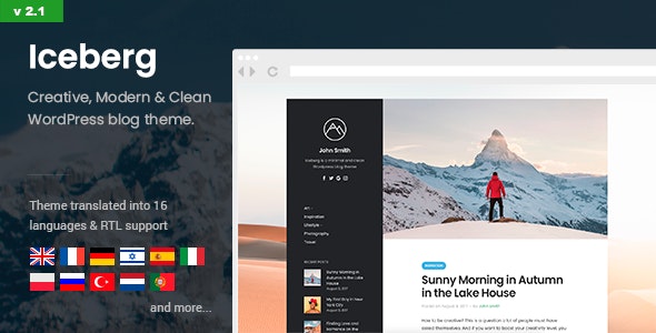 Iceberg – Simple  Minimal Personal WordPress Blog Theme