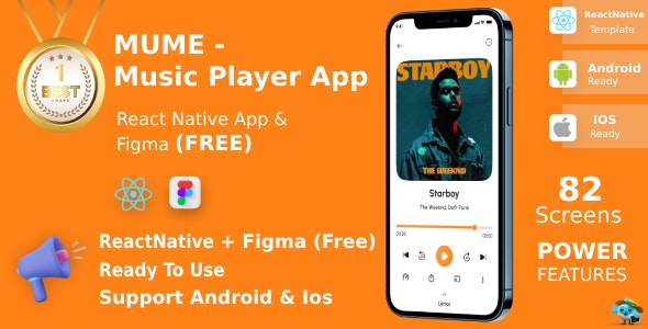 Music Player App | ReactNative | Figma FREE | Life Time Update | Mume