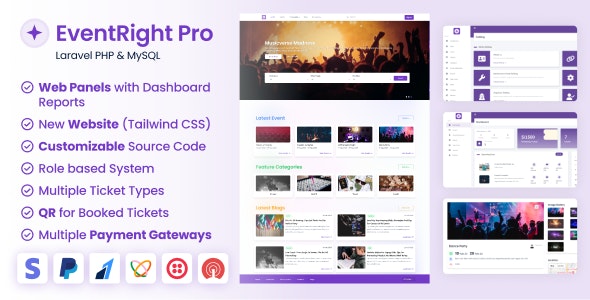 EventRight Pro – Ticket Sales and Event Booking & Management System with Website & Web Panels (SaaS)  4.0.0