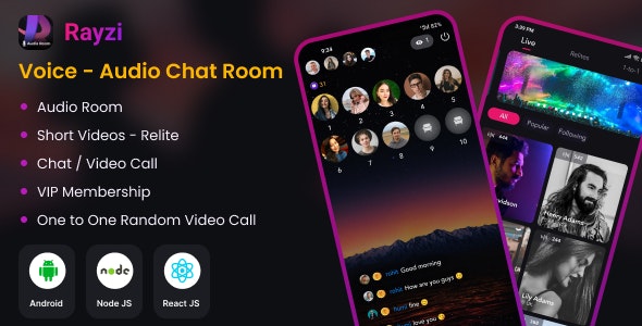 Rayzi – Voice Audio Chat Room App with Admin Panel