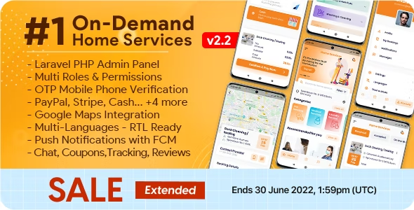 On-Demand Home Services, Business Listing, Handyman Booking with Admin Panel 3.0.1