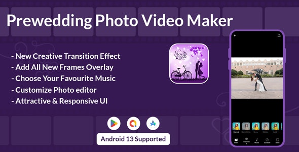 Pre-Wedding Music Video Editor | Pre-Wedding Slideshow Video Maker | Android | Admob Ads