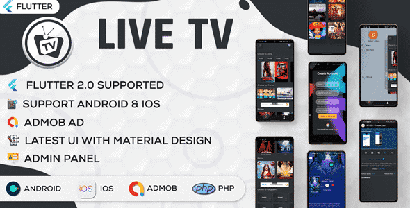 Online Movie and Live TV with Admin Panel | Flutter App | Admob |