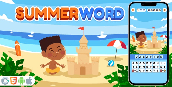 Premium Game – Summer Word Game – HTML5,Construct3