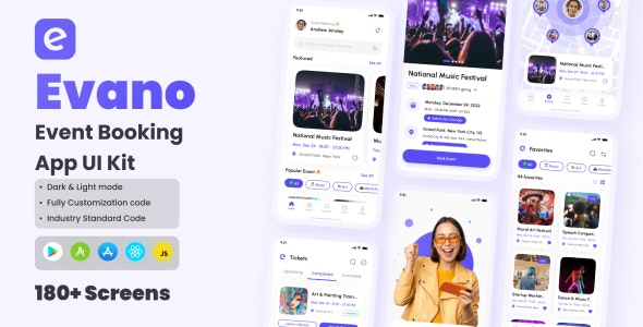 Evano-Event Booking React Native CLI Ui Kit