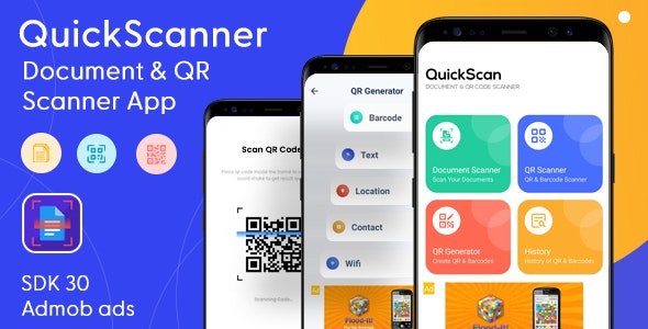 QuickScan – Document Scanner  QR Code Scanner – QR Scanner with Admob Ads