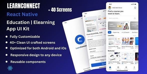 LearnConnect – React Native CLI Education | Elearning App Template