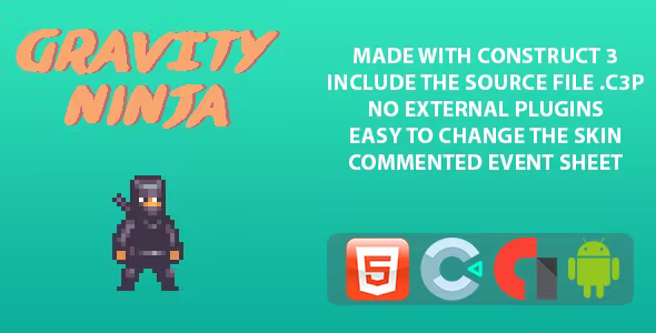 Ninja Gravity Game – Template for Construct 3