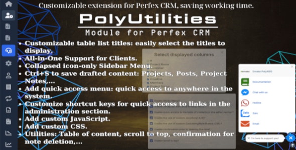 PolyUtilities for Perfex CRM: Quick Access Menu, Custom JS, CSS, and More 2.4.1