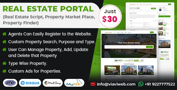 Viavi Real Estate Portal (Real Estate Script, Property)