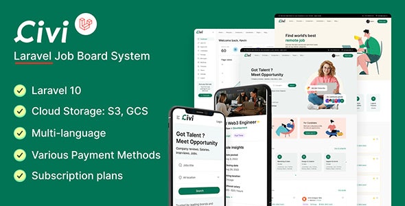 Civi – Theme for JobCore Laravel Job Board CMS