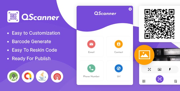 QScanner – Multipurpose QR Barcode Scanner  Generator | Admob | OneSignal Push Notification