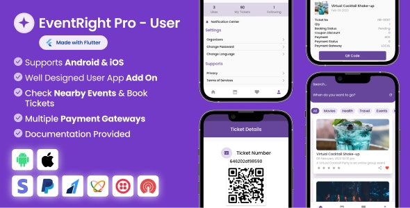 User App for EventRight Pro Event Ticket Booking System 2.4.0