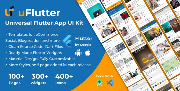 uFlutter – Universal Flutter App UI Kit – Widgets & Template for Multipurpose Flutter Apps